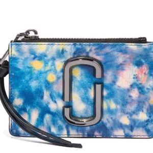 Marc Jacob The Snapshot blue watercolour top-zip multi wallet NEW